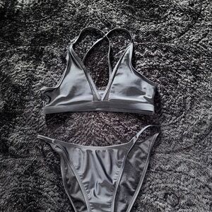 Black fishnet bikini set